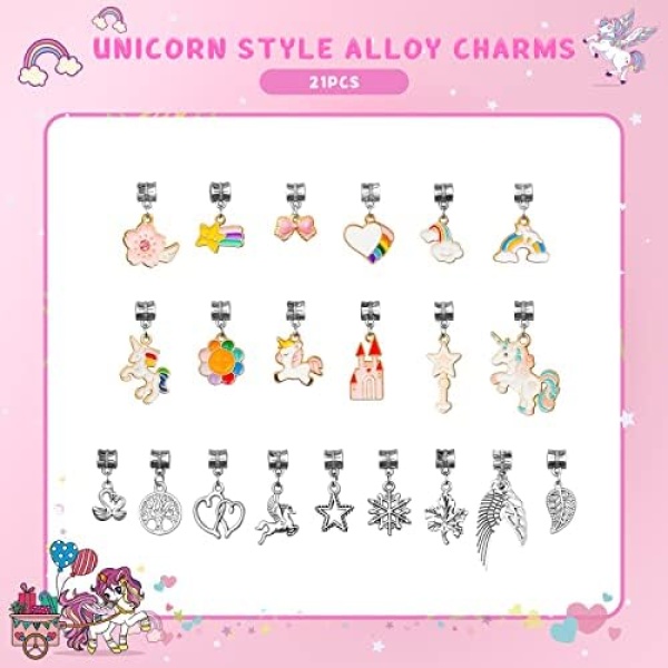 PERRYHOME Charm Bracelet Making Kit for Girls, 62 Pcs Unicorn Jewelry Making Kit - Image 2