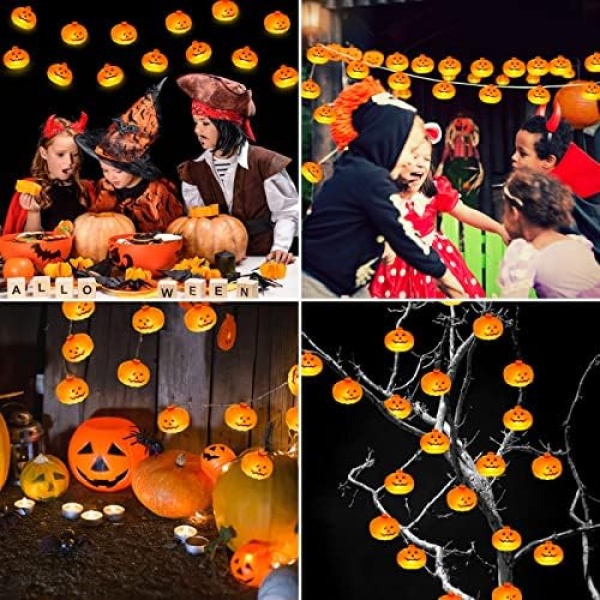 Halloween Decoration LED Pumpkin String Lights, 16.4ft/30 LED Halloween - Image 6