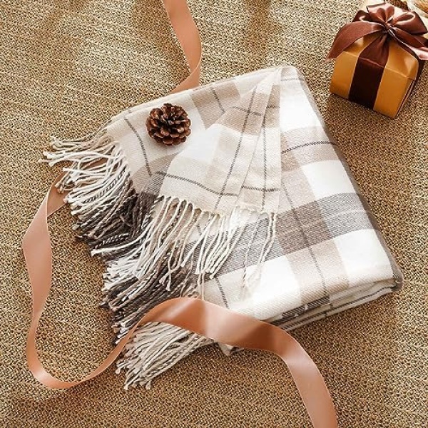 BATTILO HOME Fall Plaid Throw Blanket for Couch, Farmhouse Checkered Decor Throw - Image 3