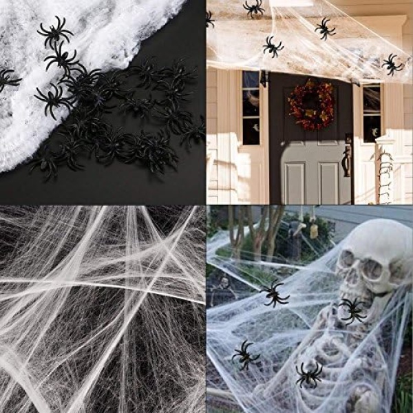 Fake Spider Web [Bonus 40 Spiders] Halloween Party Outdoor Decorations Supplies - Image 3