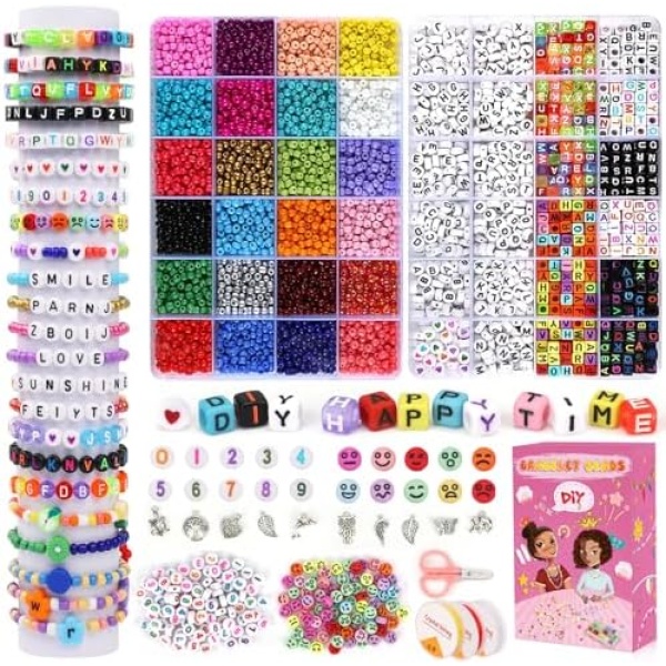 5500pcs Bracelet Making Kit,4 mm Glass Seed Beads and Letter Alphabet