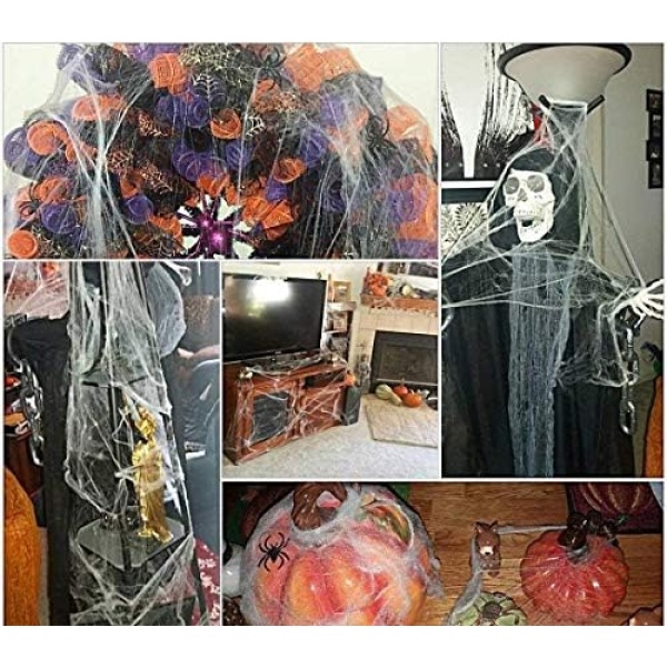 Fake Spider Web [Bonus 40 Spiders] Halloween Party Outdoor Decorations Supplies - Image 6