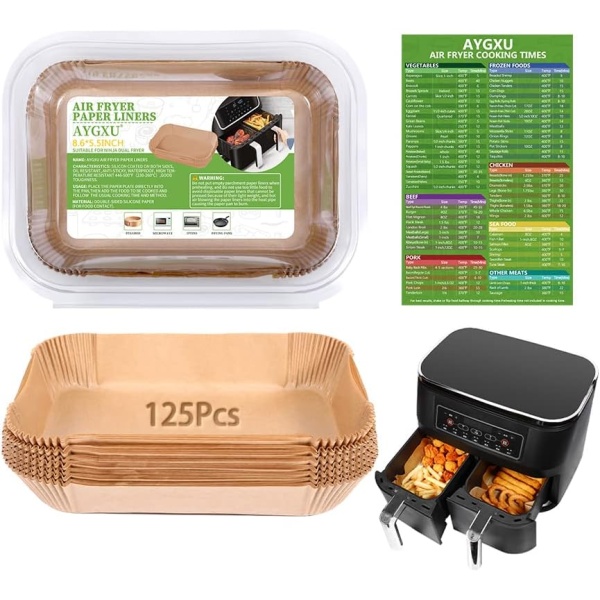 (125PCS) Air Fryer Liners, Air Fryer Disposable Paper Liner for Ninja Dual Air
