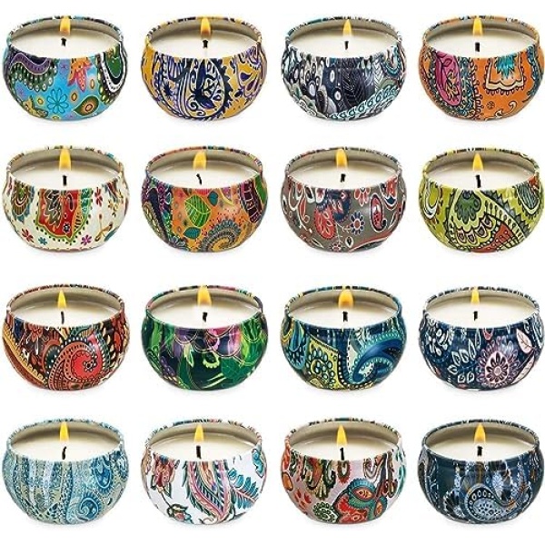 Set of 16 Small Scented Candles Soy Wax Aromatherapy Candles 2.5 OZ Portable