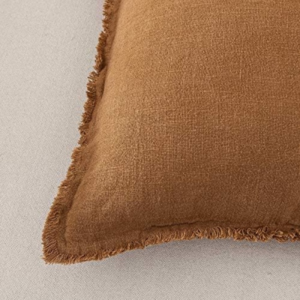 ATLINIA Linen Decorative Throw Pillow Cover 20'' x 20'' Fringed Throw Pillow - Image 6
